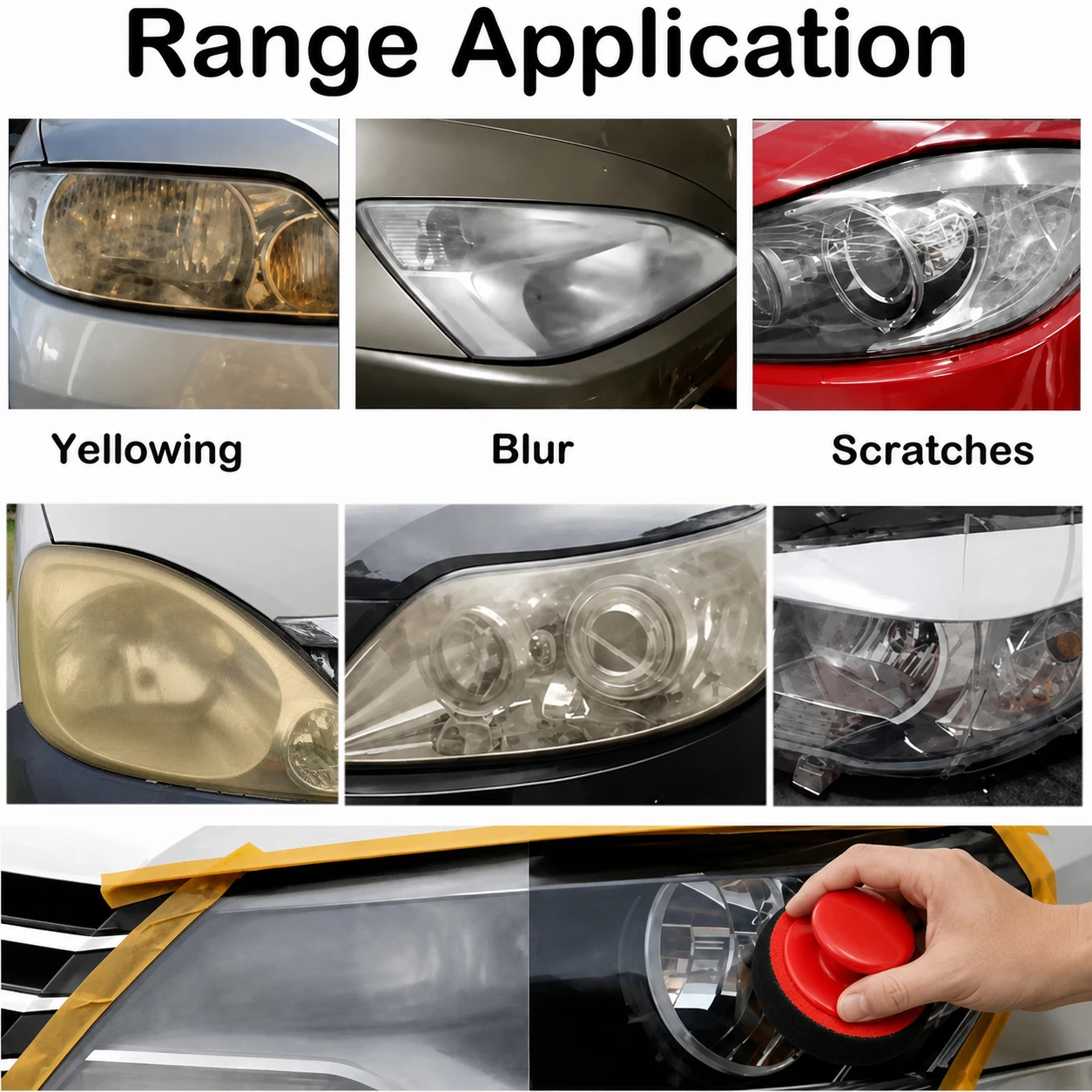 Car Light Restoration Polishing Kit - Spray for Removing Scratches and Oxidation on Headlights and Taillights