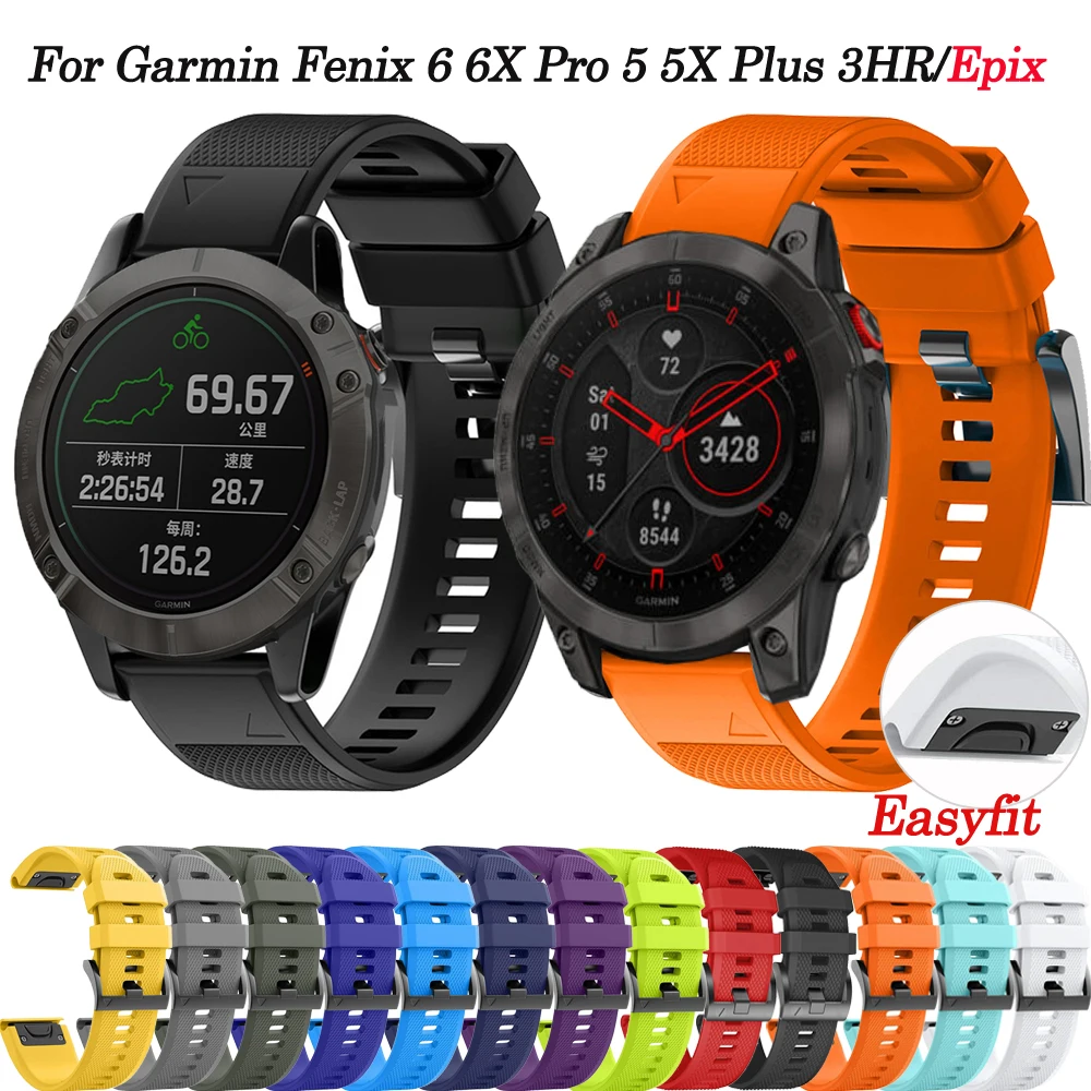 20 22 26 mm Silicone Strap For Garmin Fenix 7 7s 7X 6X 6s 6 Pro 5 5X Plus 3 3HR Descent Mk2 945 Epix Gen 2 Enduro Quickfit Band