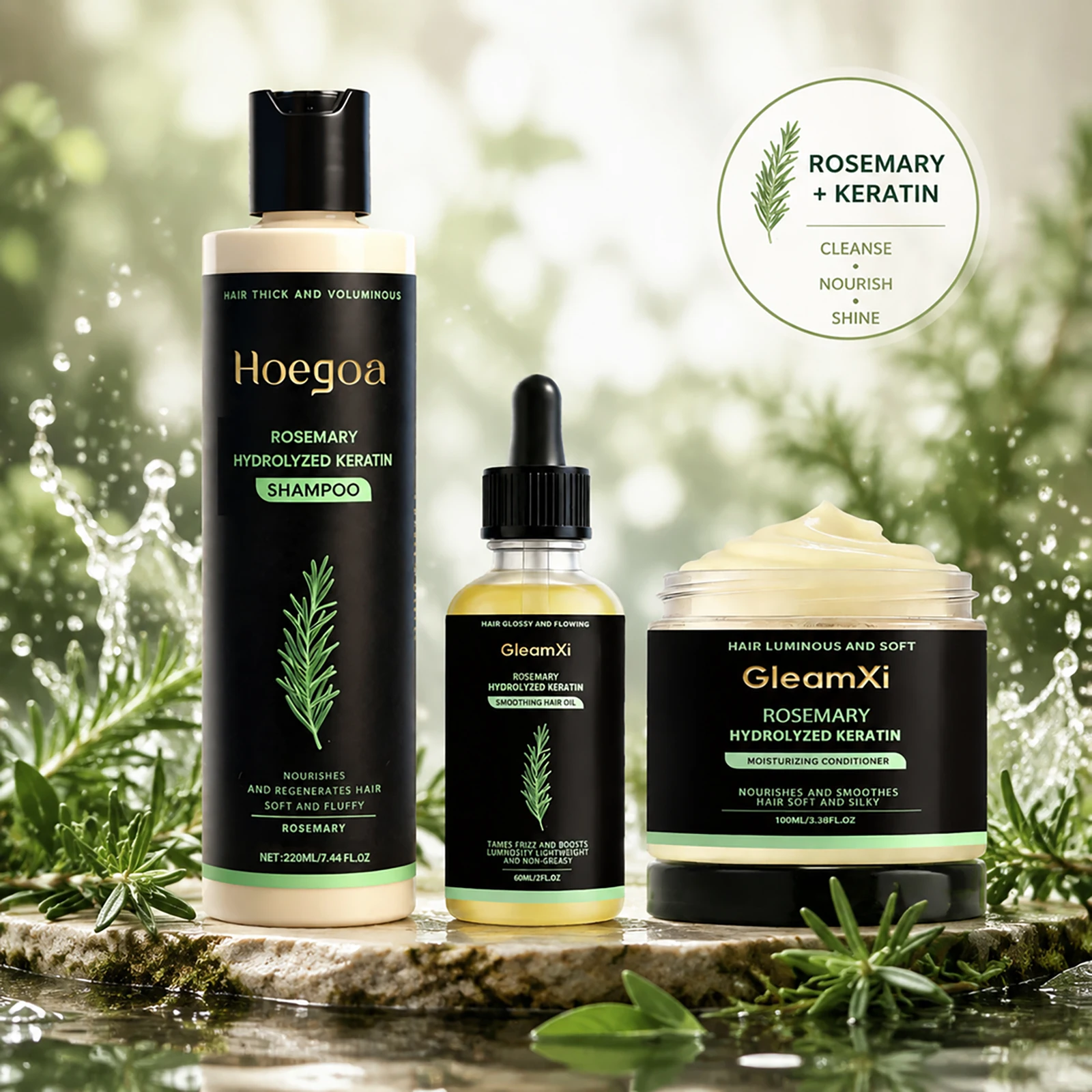 Rosemary Mint Hair Care Kit Hydrolyzed Keratin Dry Frizzy Damaged Repair for Oily Scalp Damaged Hair Nourishing Hair Treatment