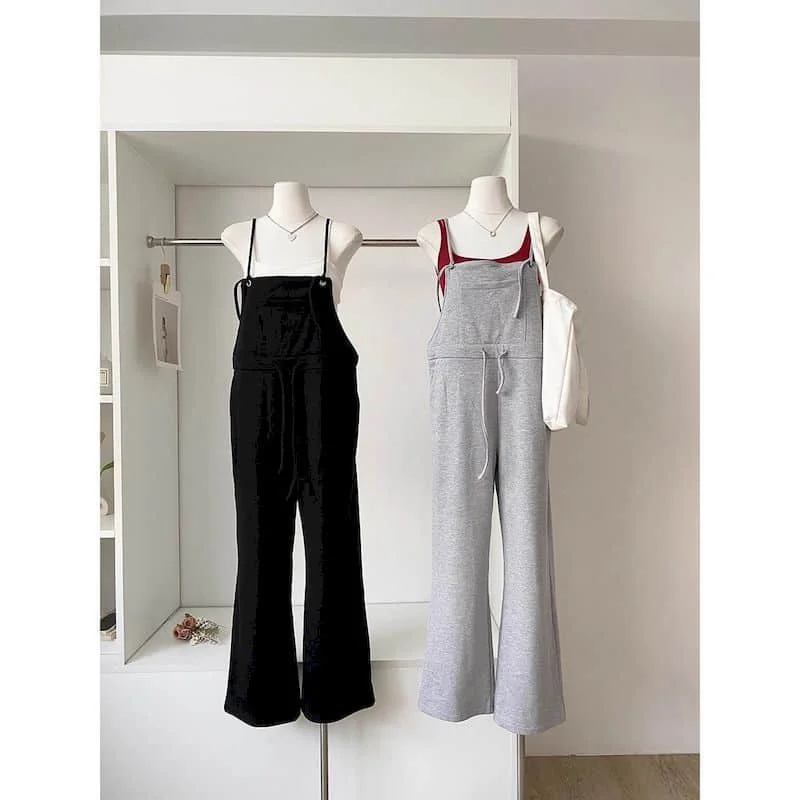 بدلة قفز متعددة الاستخدامات للنساء قطعة واحدة ملابس نسائية بنطال ذو قصة أرجل واسعة فضفاضة على الموضة الكورية بدلة لعب كلاسيكية غير رسمية