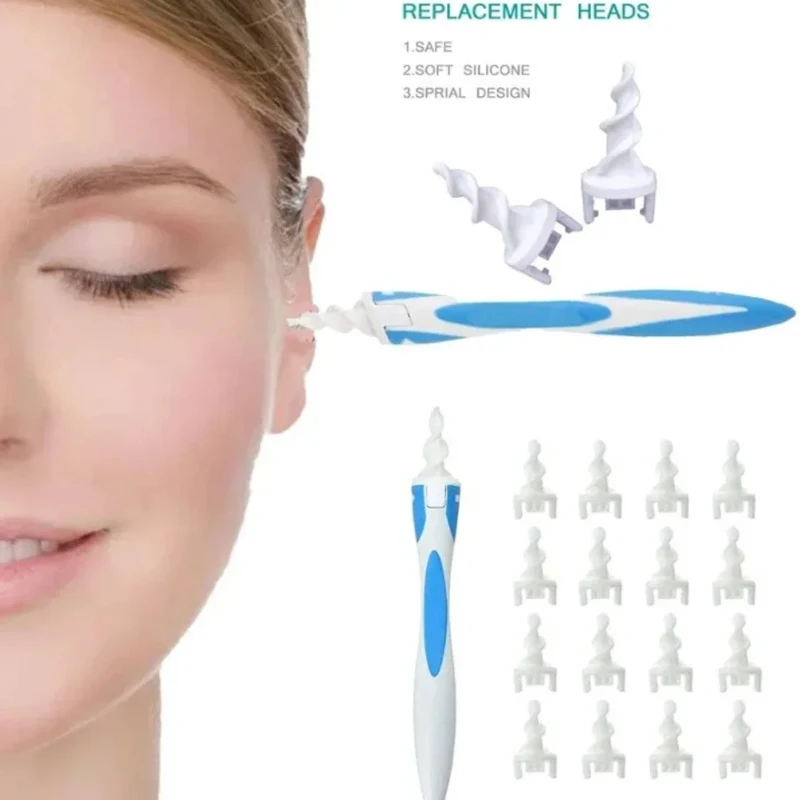 

Smart Silicone Rotary Threaded Ear Hollowing Tool with Soft Silicone 16 Replacement Tips Ear Wax Remover