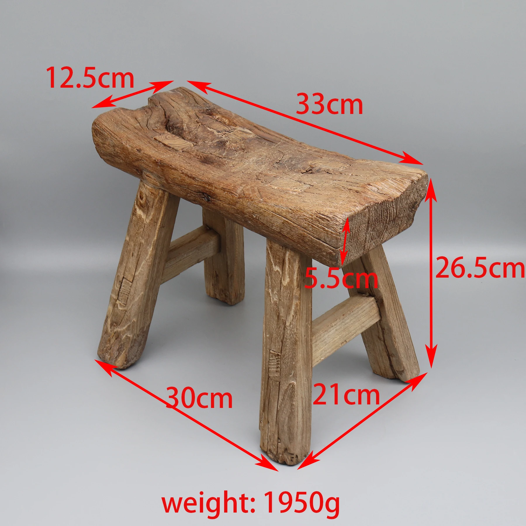 Old Stool, Small Seater, Bathroom Bench, Naturally Weathered