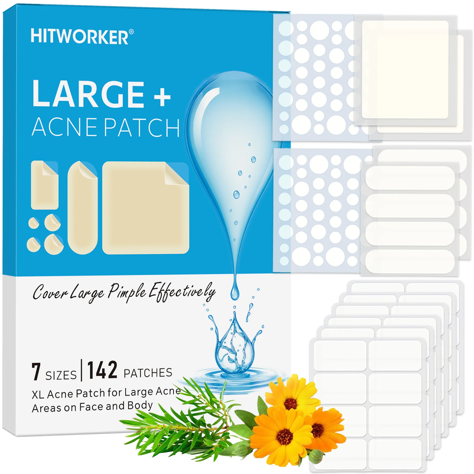 142 رقعة/صندوق لحب الشباب هيدروجيل، رقع تنظيف عميق لحب الشباب، تخفيف وتغطية حب الشباب بشكل فعال، تنطبق على جميع البشرة #1