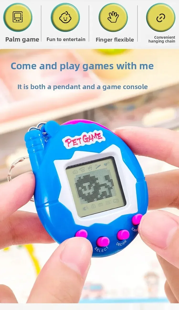 2026 New Cross-Border Electronic Pet Machine Virtual Retro Handheld Game Keychain Children's Toy Gift Luminous Toys