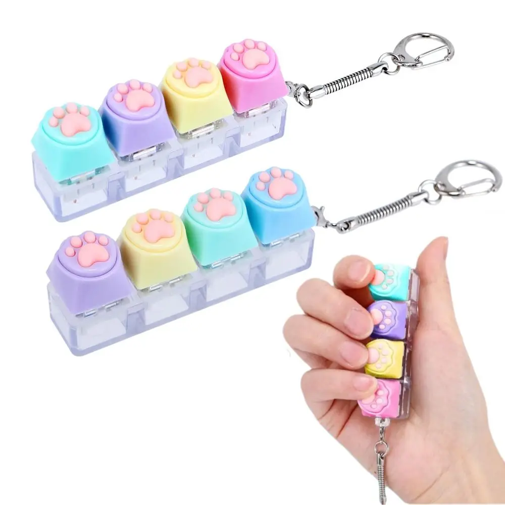 New 4 Keys Pinch Keys Button DIY Keyboard Finger Keyboard Cap Keycap Pass The Time Fidget Keychain Adult