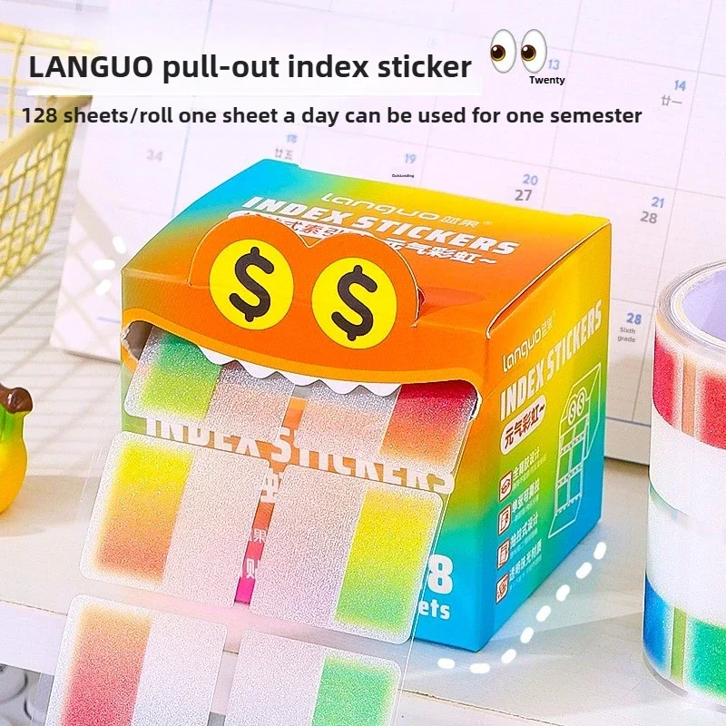 LANGUO Drawer-type Index Sticky Notes Matte Writable Reusable No Residue on Removal Quick-dry Memo Pad School Supplies