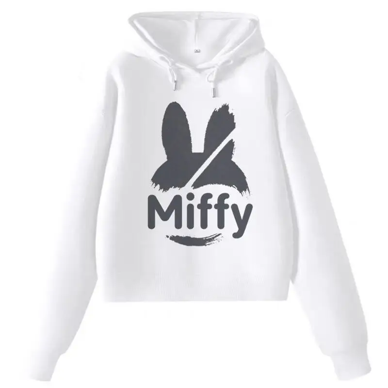 

Новый пуловер с капюшоном Miffy, повседневная и удобная хлопковая модная спортивная одежда с длинными рукавами и принтом в стиле каваи с героями мультфильмов