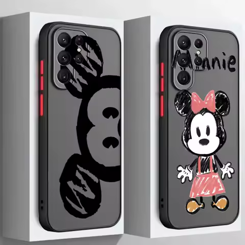Disney Mickey Mouse Minnie Frosted Translucent For Samsung Galaxy S24 S23 S22 S21 S20 FE S10 S9 S8 Plus Ultra Pro 5G Cover