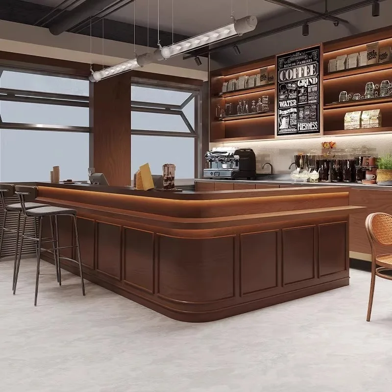 Medieval style cafe bar tea restaurant sushi restaurant dining integrated cabinet milk tea shop dessert bakery checkout page
