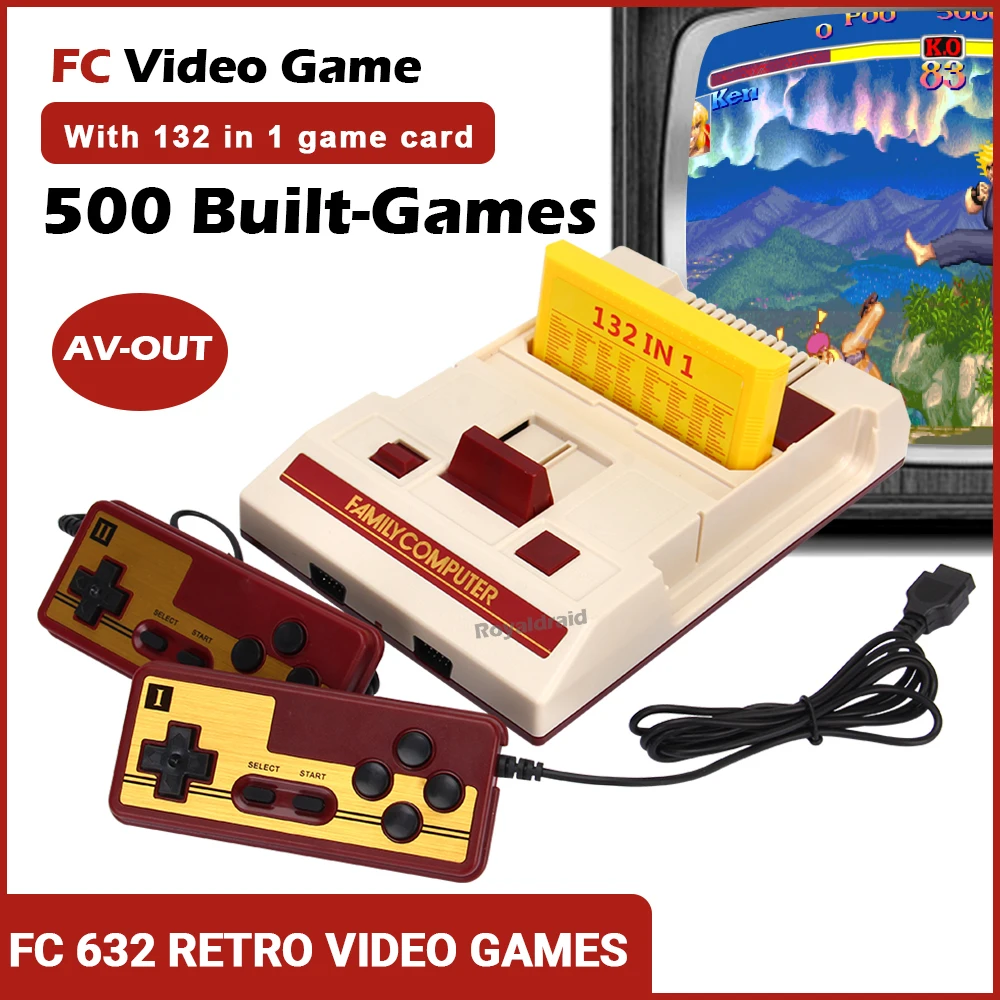 8 Bit For FC Video Game Console Built in 500+132 Classic Games Family Computer TV Game Support Game Cartridge For FC Retro Gamin