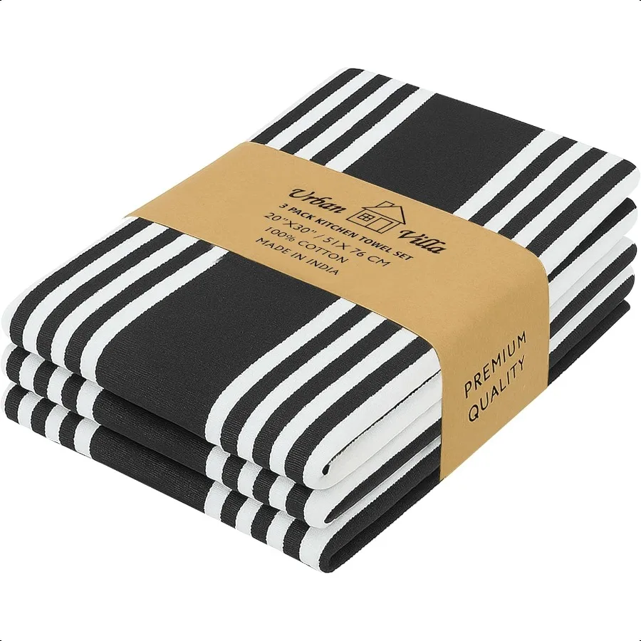 

Kitchen Towels 100 Cotton Pack of 3 Highly Absorbent Quick Drying er Soft Premium Dish Towels for Kitchen with Hanging Loop Han