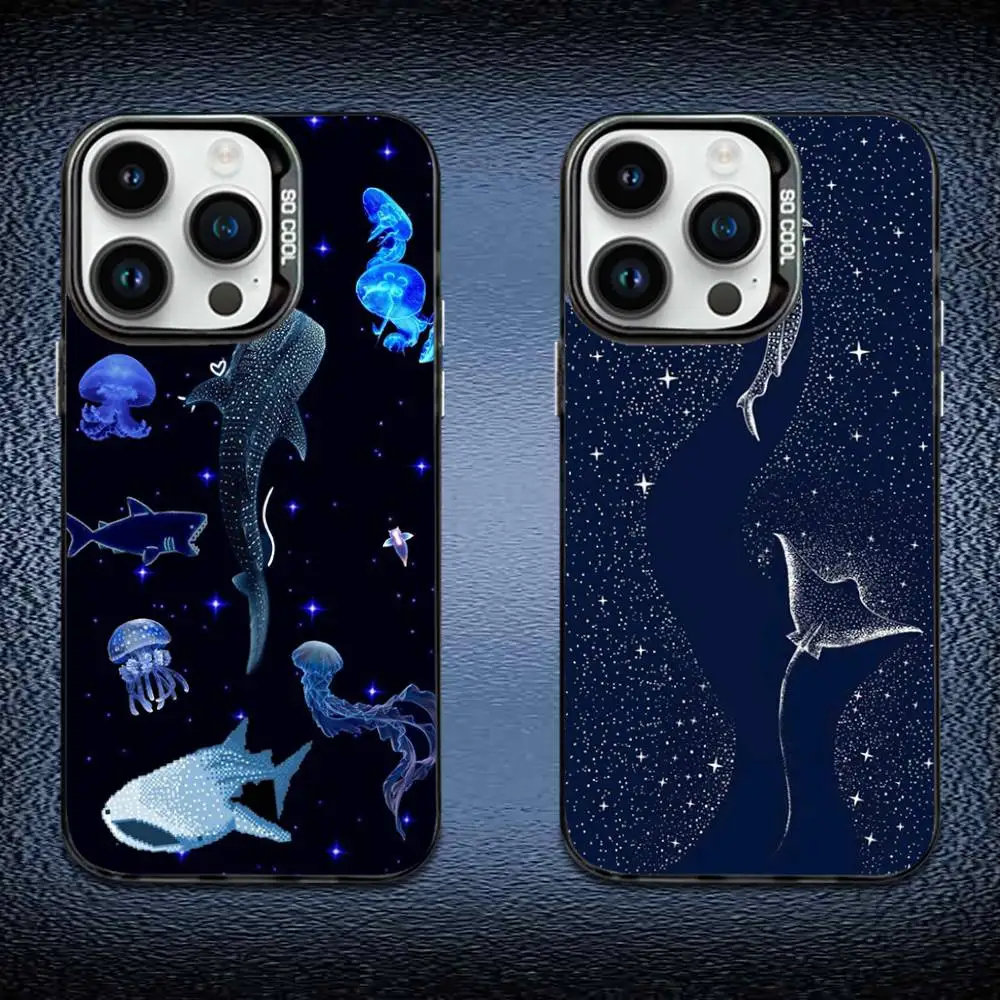 

Marine Life Sea Art Phone Case For iPhone 16,15,14,13,12,11,Mini,Pro,E,MAX Black Candy Matte Shockproof Cover