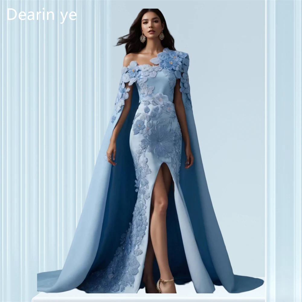 Customized Formal Gown Saudi Arabia Dearin One-shoulder Mermaid Floor Length Skirts Applique Stole Bespoke Occasion Dresses Prom