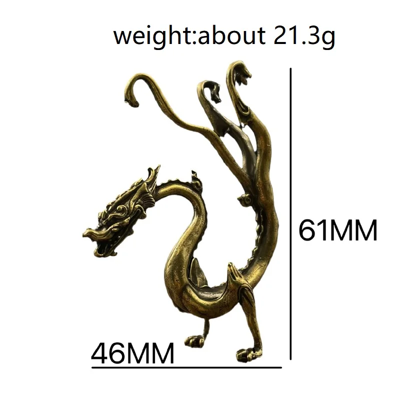 Solid Brass Zodiac Dragon Statue Desktop Ornament Chinese Mythical Beast Figurines Retro Home Feng Shui Decorations Crafts