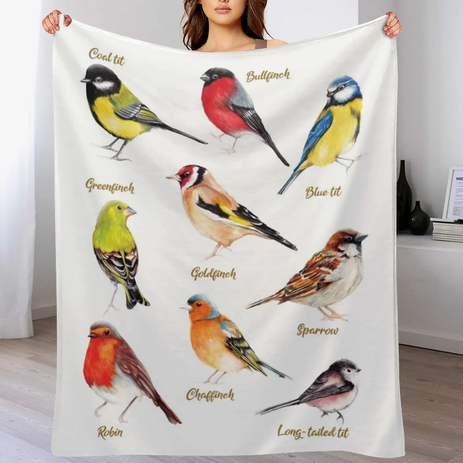 

British Garden Birds Collection Throw Blanket Cute Plaid Travel Designers Luxury Thicken Blankets