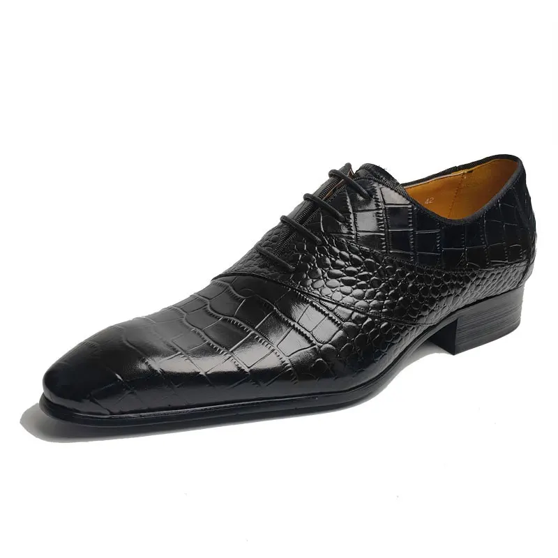 Business Wedding Leather Shoes Oxfords Formal Office Shoe Lace Up Handmade Genuine Leather Dress Shoes For Mans China Factory