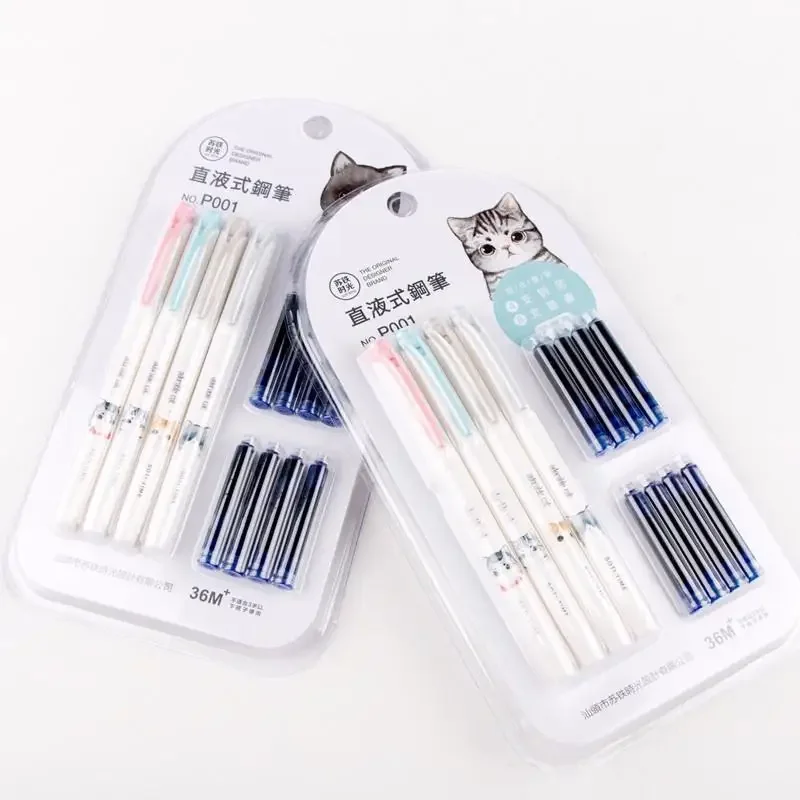 Creative Lovely Cat Simple Erasable Fountain Pen Set  School Office Supply Promotional Gift
