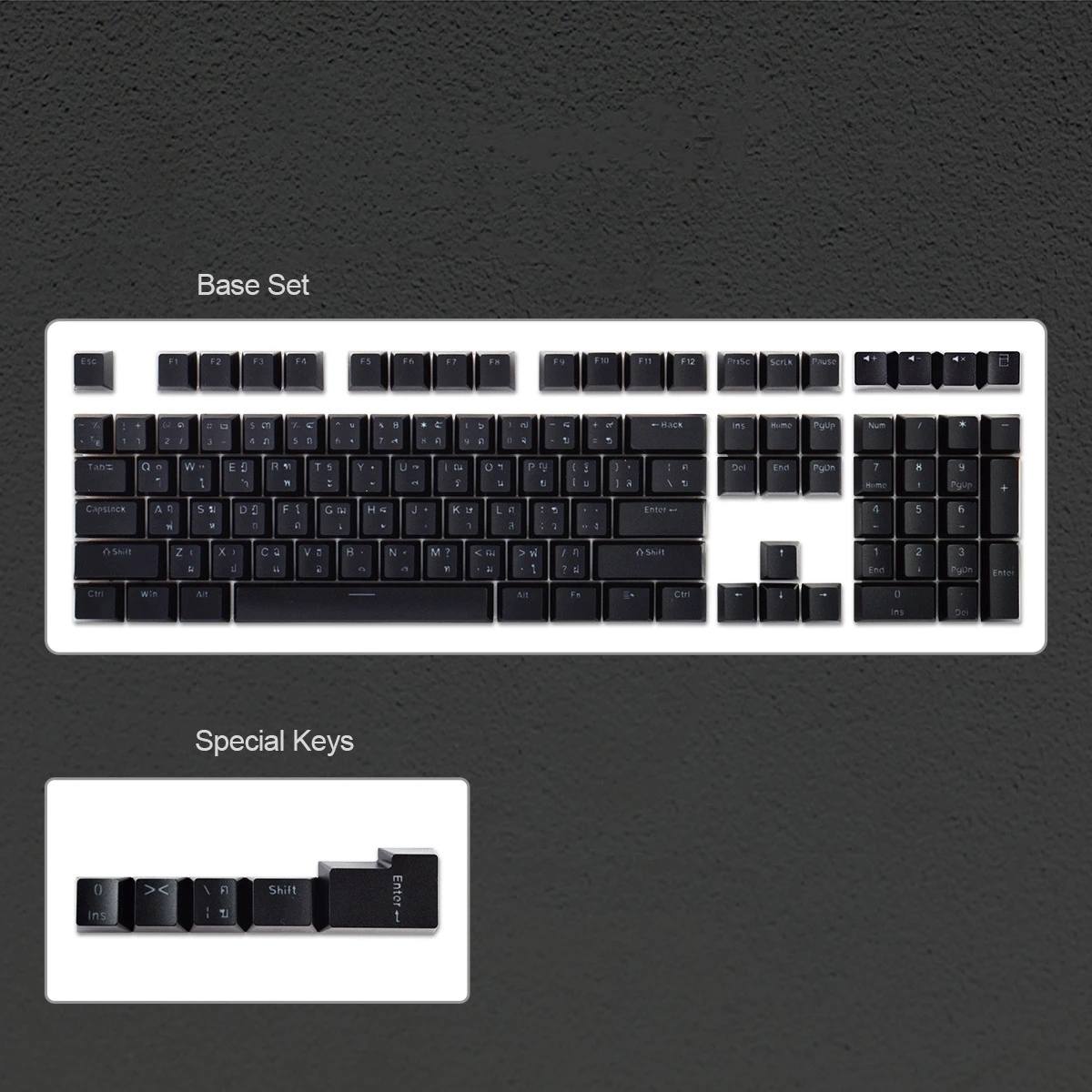 

Thai Keycaps For Mechanical Keyboard Black White Color 113 Keys ABS OEM High Quality And Practical Durable Easy To Use