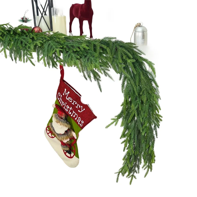 

CYCLI-5 Ft Christmas Cedar Garland For Staircase Real Touch Softdroopy Bendable Lifelike Faux Xmas Garlands For Decoration