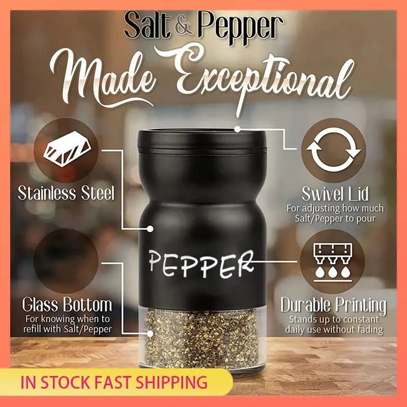 AA05 20X Farmhouse Salt And Pepper Shakers Set With Adjustable Lids, Modern Home Country Kitchen Decor, Cute Shaker Set
