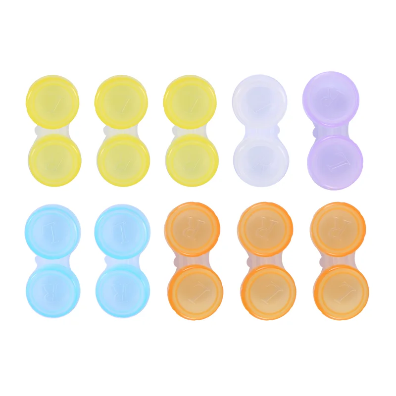 10 футляров для контактных линз — футляры для хранения L и R с цветовой кодировкой, случайный цвет (разноцветные)