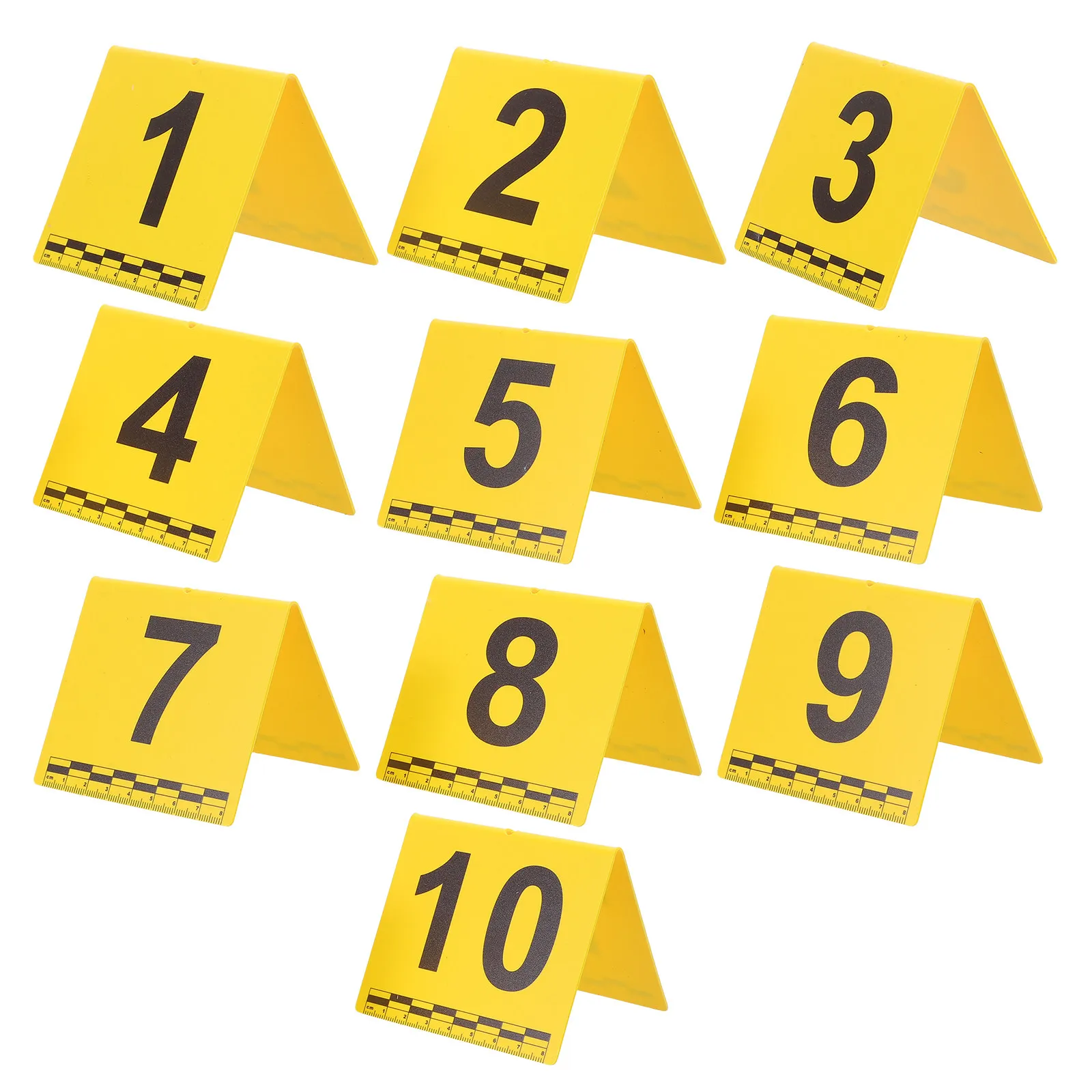 10 Pcs Physical Evidence Sign Crime Scene Identification Card Label Yellow Stand Detective Birthday Party Decorations Number