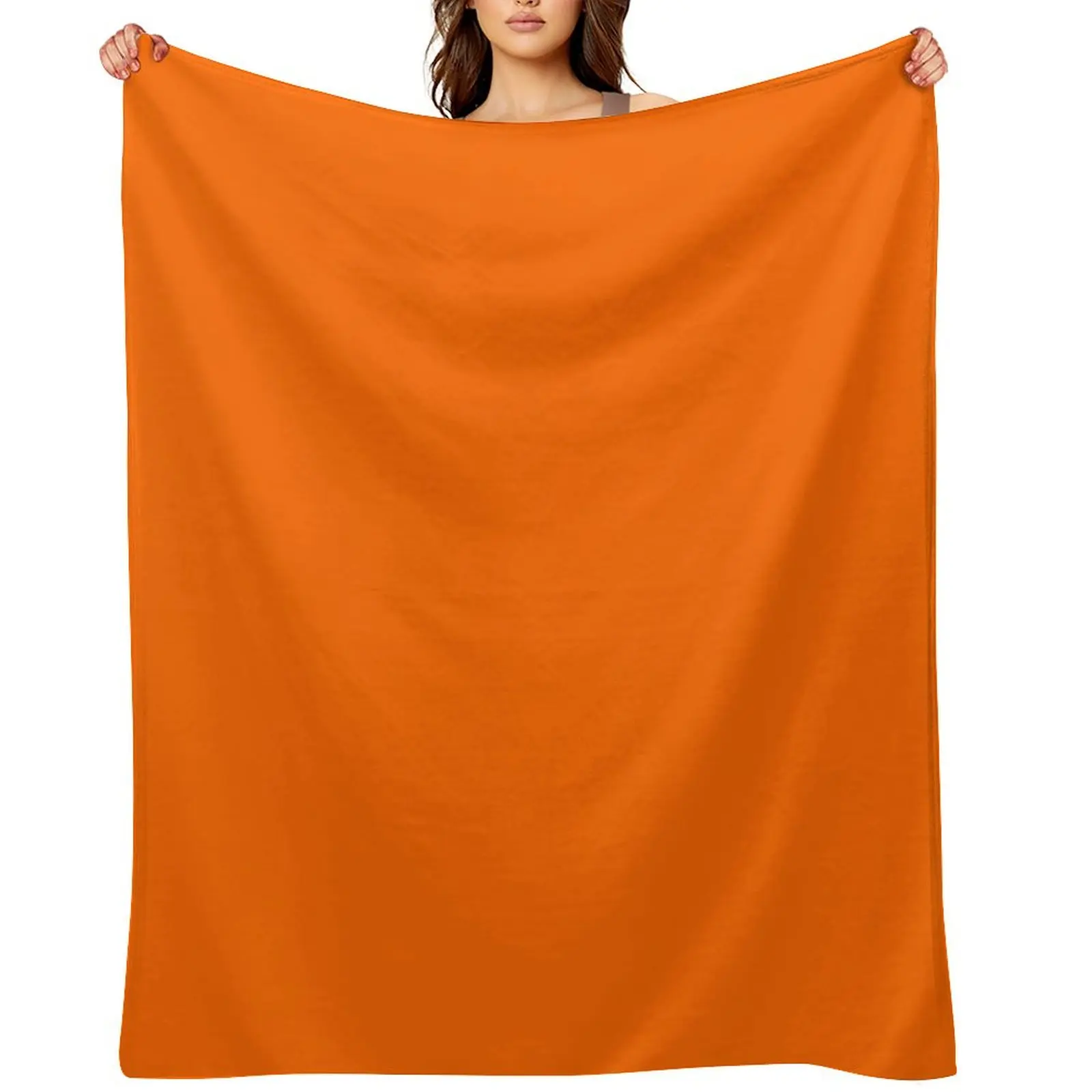 

(BLANK) Hunter ORANGE Safety Blaze (hex #FF6700) Throw Blanket Luxury Designer decorative Thins warm for winter Blankets