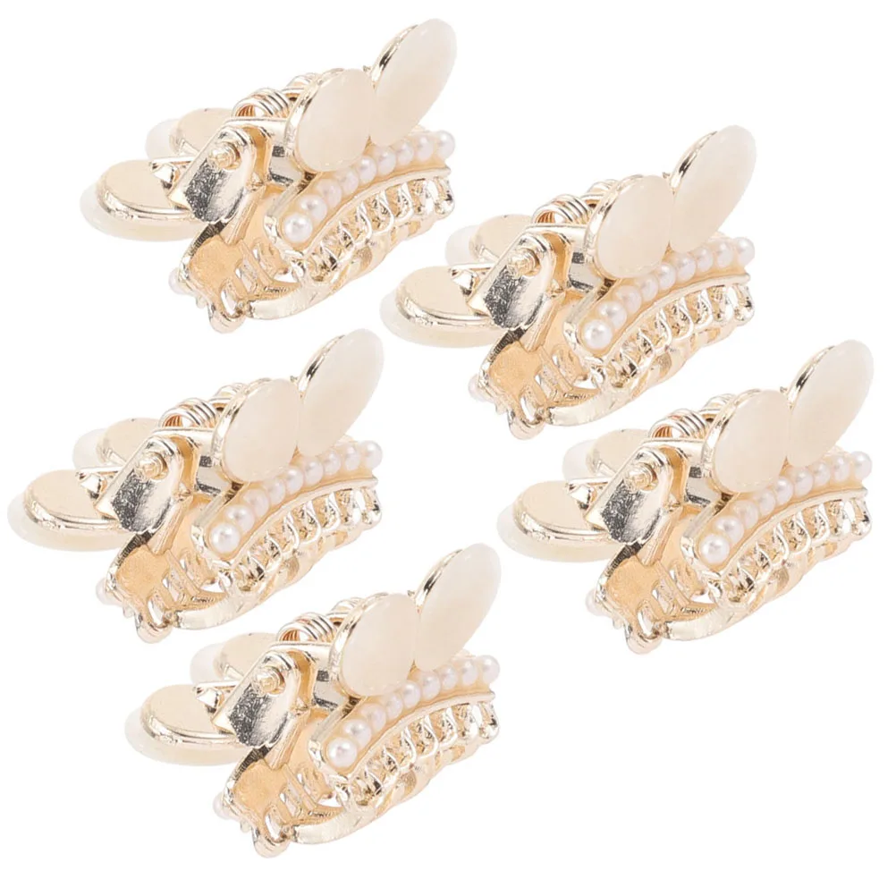 

5pcs Pearl Small Women'S Accessories Elegant Pearl Claw Clips For Thick Or Thin Hair Mini Claw Clips Party Use Decorative Hair