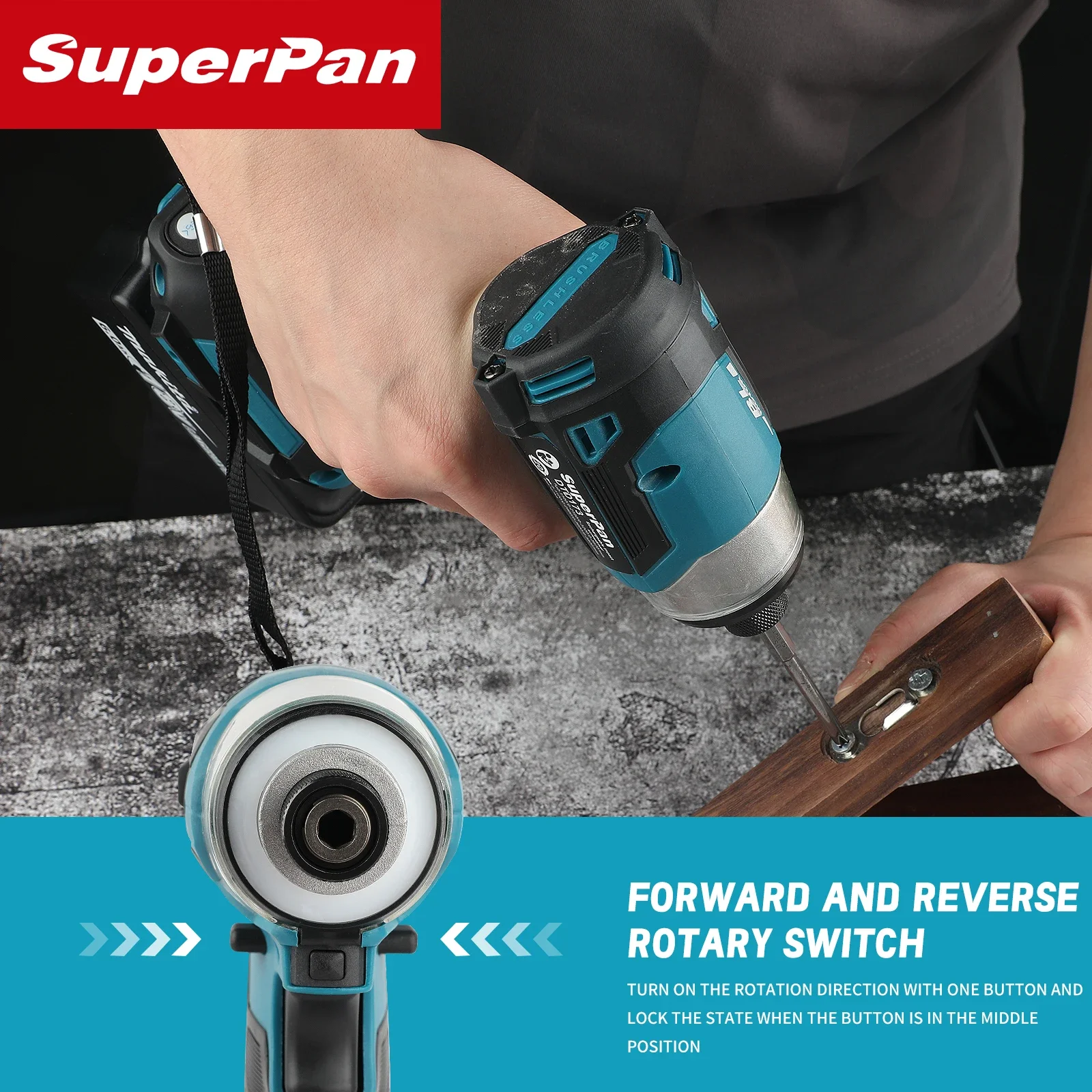 

Ударный шуруповерт SuperPan SP173 с высоким крутящим моментом 180 Нм - бесщеточная аккумуляторная дрель 3600 об/мин для аккумуляторов Makita 18В