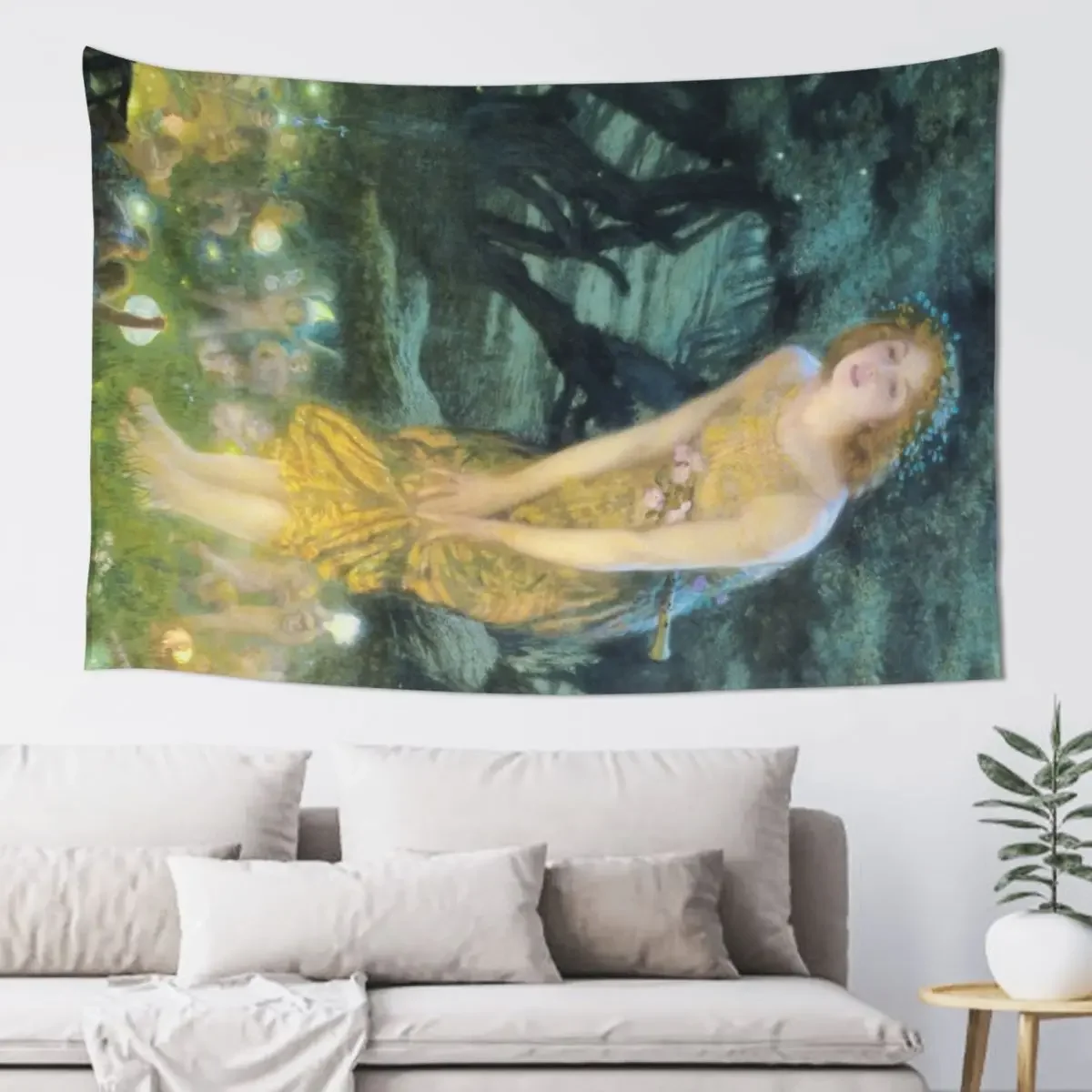 Midsummer Eve Edward Robert Hughes Tapestry Wallpaper Bedroom Room Aesthetic Decor Wall Carpet Tapestry