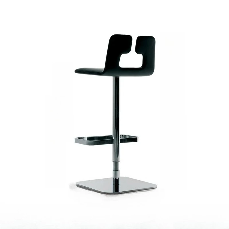 LTT Chair Home Bar Chair Modern Simple Stainless Steel Light Luxury Bar Chair Genuine Leather High Stool