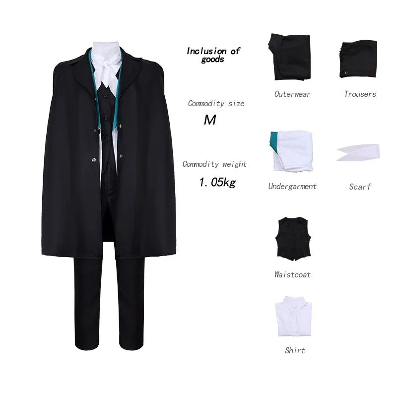 أزياء BSD التأثيرية لشخصية أنيمي كوميك كون لعب الأدوار إدغار آلان بو بدلة حفلات الهالوين؛ 2، ج'4، ح.