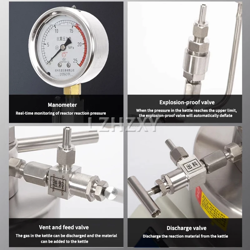50มล. 22Mpa 350 ℃   เครื่องปฏิกรณ์แรงดันสูง Autoclave Mechanical กวนการถ่ายเทความร้อนน้ํามันเครื่องทําความร้อนอุปกรณ์ห้องปฏิบัติการ