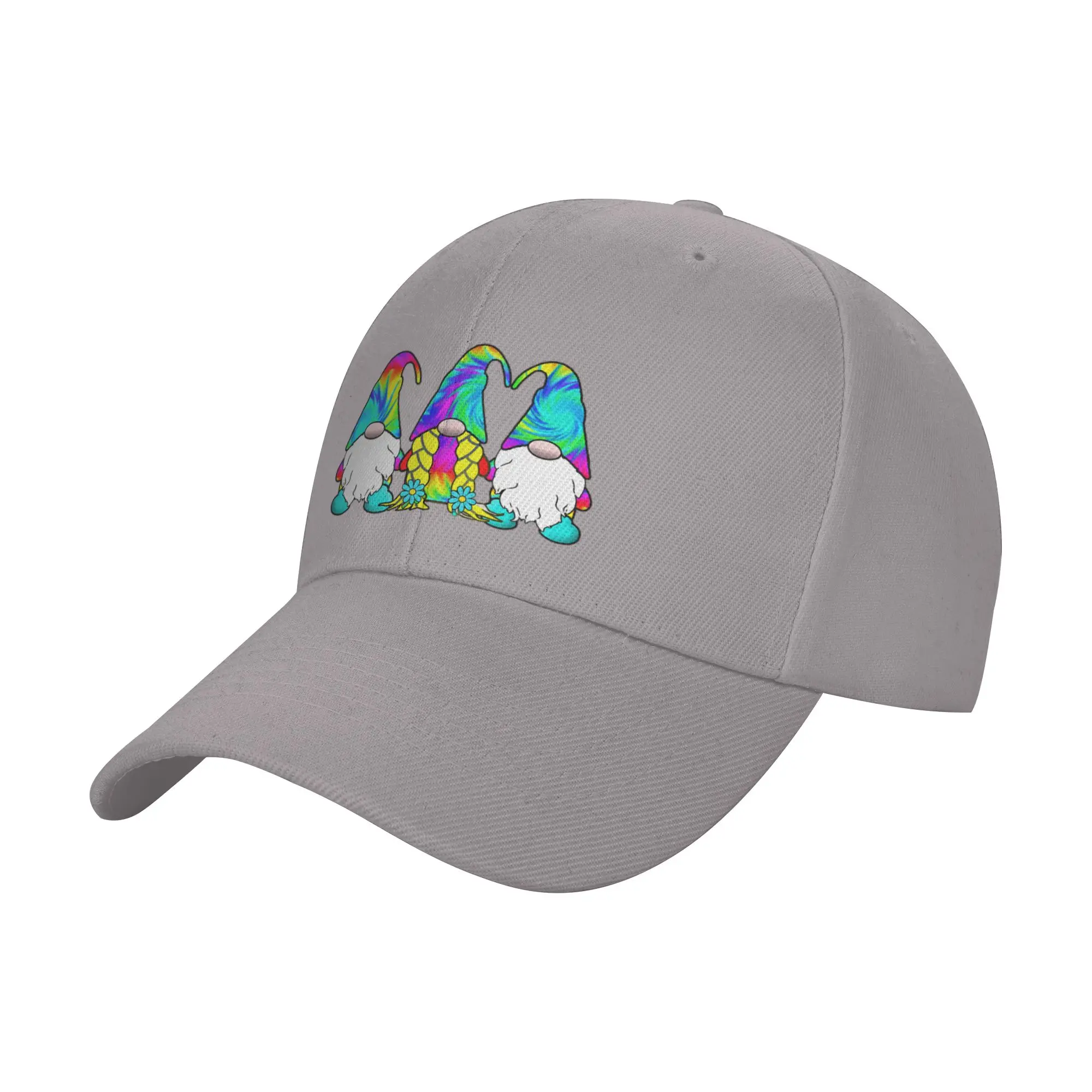 3 Hippie Gnomes Tie Dye Hat Retro Peace Groovy Trendy Baseball Cap Daily Walking Adult Baseball Cap