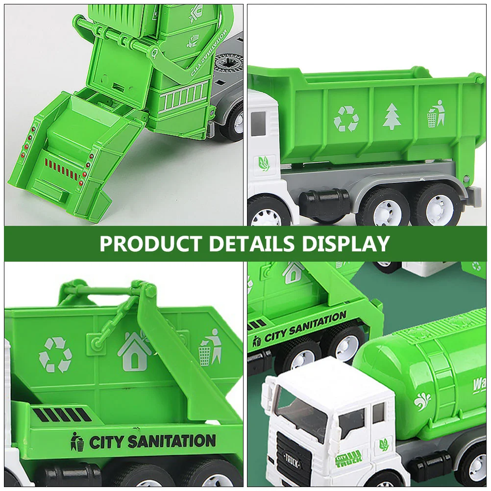 3 Pcs Toy Car Inertial Toys Recycling Medium Kids Vehicle Plaything Sanitation Truck Plastic Garbage Sorting