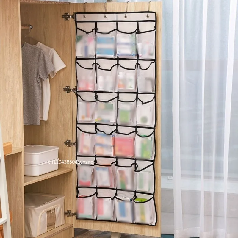 24 Netztaschen, Schuh-Aufbewahrungstasche, Wandmontage, hinter der Tür, Schrank, Schuh-Hängeregal, Organizer, platzsparend, Kleinigkeiten, Beutel, Gegenstände