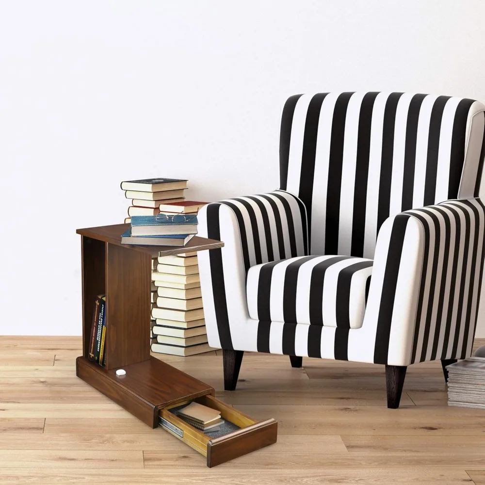 طاولة قهوة مع درج للتخزين المخفي، لمسة نهائية موكا، 22.75 × 10 × 24 بوصة