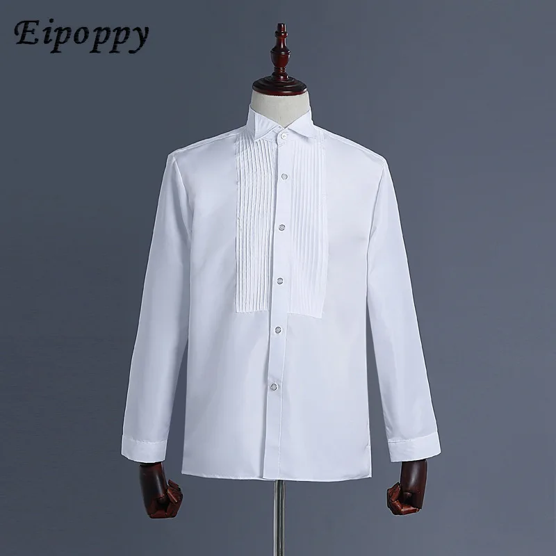 Men's Performance White Shirt Stage Performance Costume Chorus Performance Dress Shirt