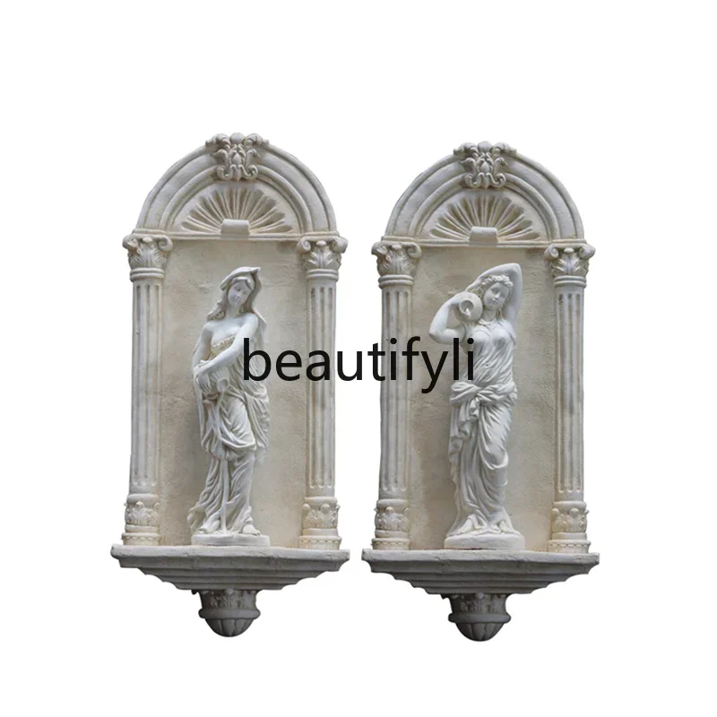 European lady exterior wall decoration handmade wall hanging arch figure relief wall retro pendant