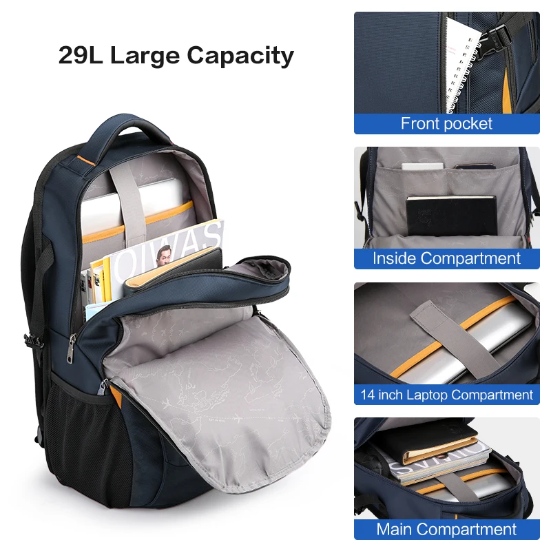 OIWAS Men Backpack 29L Waterproof Business Laptop Bag Fashion Large Capacity For Women Teenage Travel Shoulder Bags