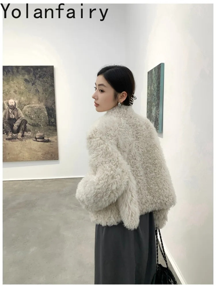 2024 New Fashion Real Fur Coat Women Luxury Winter High Quality Natural Lamb Leather Fur Jacket Elegant Short Coats and Jackets