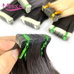 Mesxn mini tape in haar verlängerungen 100% menschliches haar echtes natürliches haarband schwarzbraun blond kann für salon gewellt und gefärbt werden