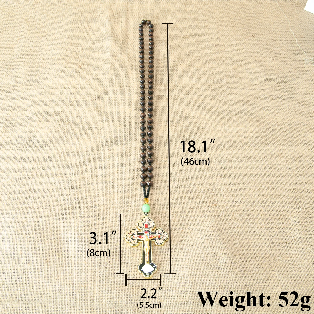 HTISOK Catholic Cross Pendant Church Cross Jesus Wooden Prayer Beads Personal Prayer Items Easter Gift
