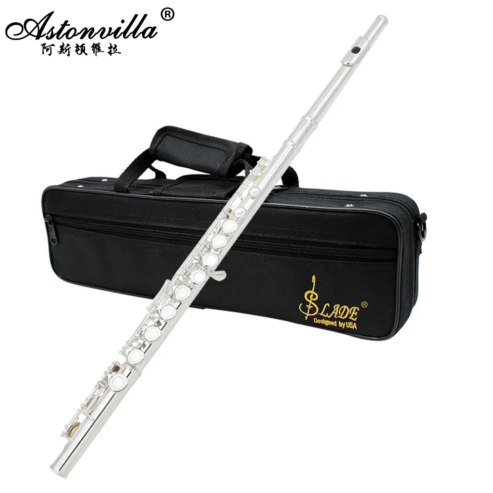 SLADE Silver Flute 16 Holes C Key Cupronickel Flute Western Concert Performance with Case Screwdriver Cleaning Cloth Parts