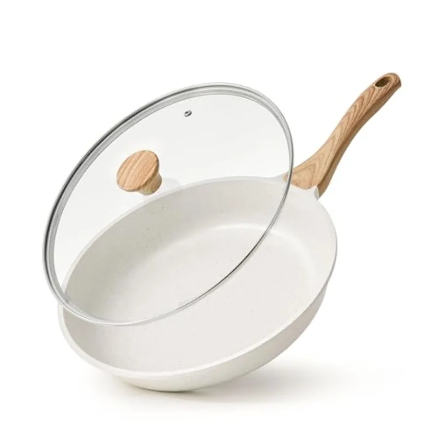

Nonstick Ceramic Fryg Pan Skillet with Lid, Omelet Pan, Healthy Non Toxic Chefs Pan, duction Compatible Egg Pan with Heat Resis