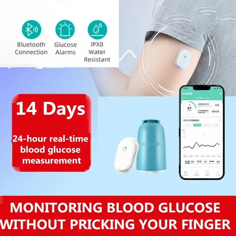 Monitor de glucosa en sangre no invasivo Monitor de glucosa en sangre en tiempo real las 24 horas sensor de diabetes Freestyle Libre glucosa en sangre moni