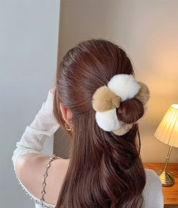 Hair Accessories for Women Furry Elastiekjes Cheveux Femme Ligas Para Cabello Bands Bear Elastico Cabelo Rubber Band Elastique