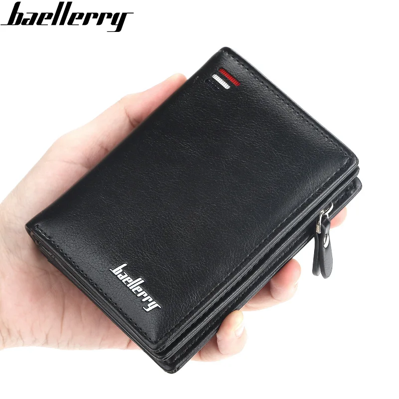 Nowe krótkie portfele męskie etui na karty na zamek błyskawiczny wysokiej jakości klasyczna męska torebka PU skórzane etui na monety portfele męskie Carteria