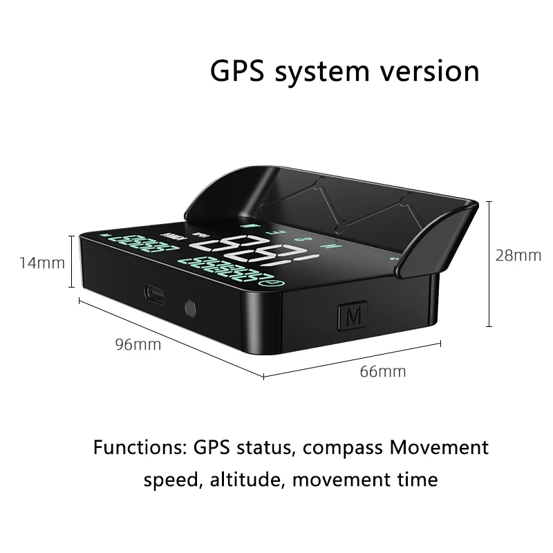 Car Head Up HD Display GPS Speedometer Speed KMH Time Compass Altitude Digital HUD Windshield Projector For All Cars Auto