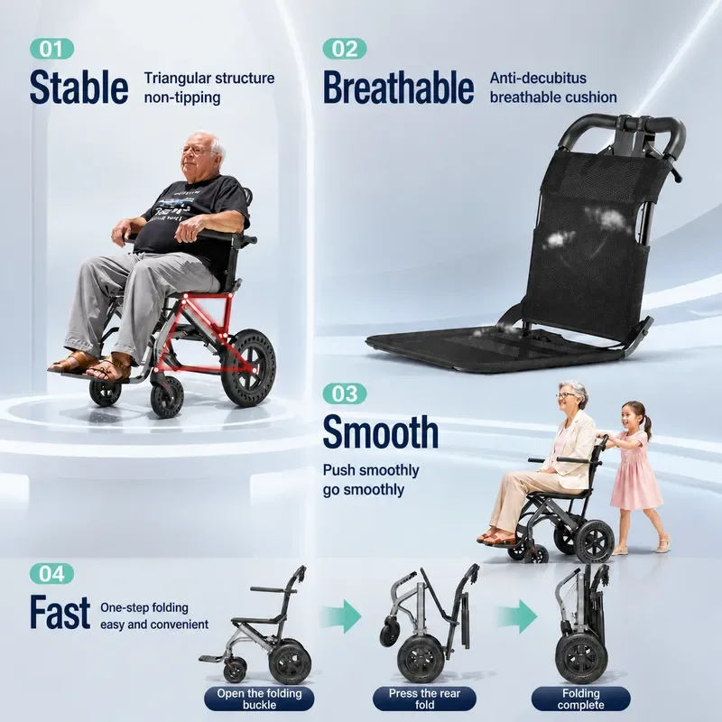 Foldable Lightweight Shopping Trolley for Elderly Portable Travel Cart Easy to Carry Small Luggage Hand Truck